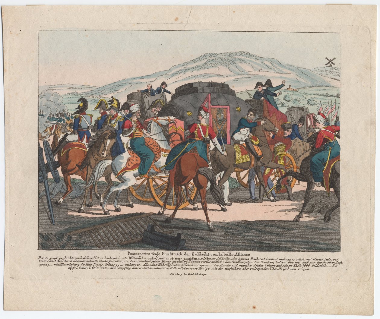 Napoleons flykt efter slaget vid Waterloo av August Friedrich Andreas Campe