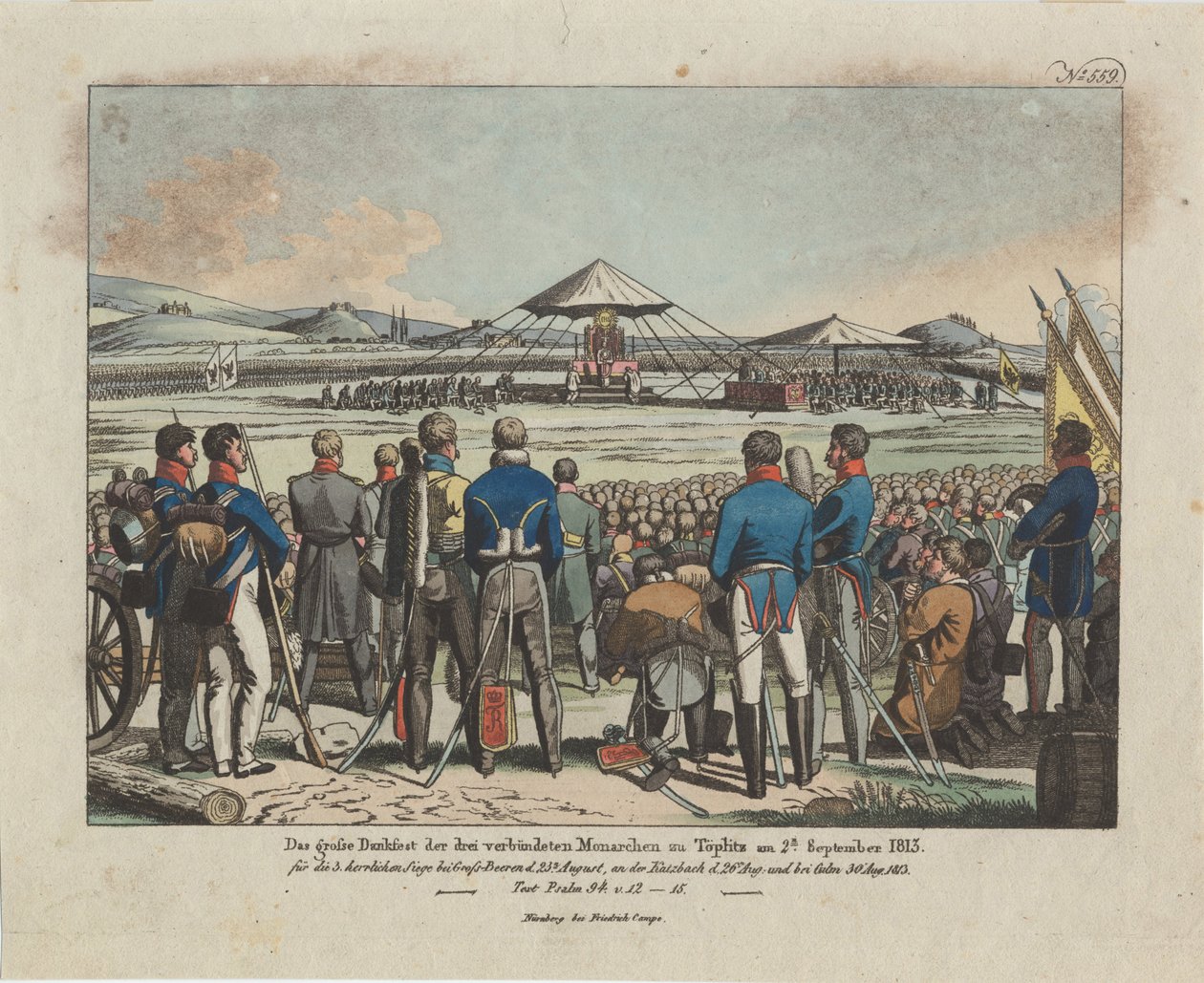 Den stora högtiden för de tre allierade monarker i Teplitz Teplice den 2 september 1813 av August Friedrich Andreas Campe