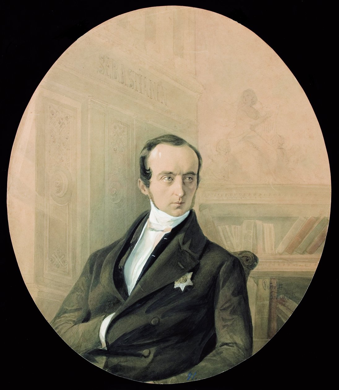 Porträtt av prins Vladimir Fjodorovich Odojevskij 1803-1869, slutet av 1840-talet. av August Friedrichovich Petzold