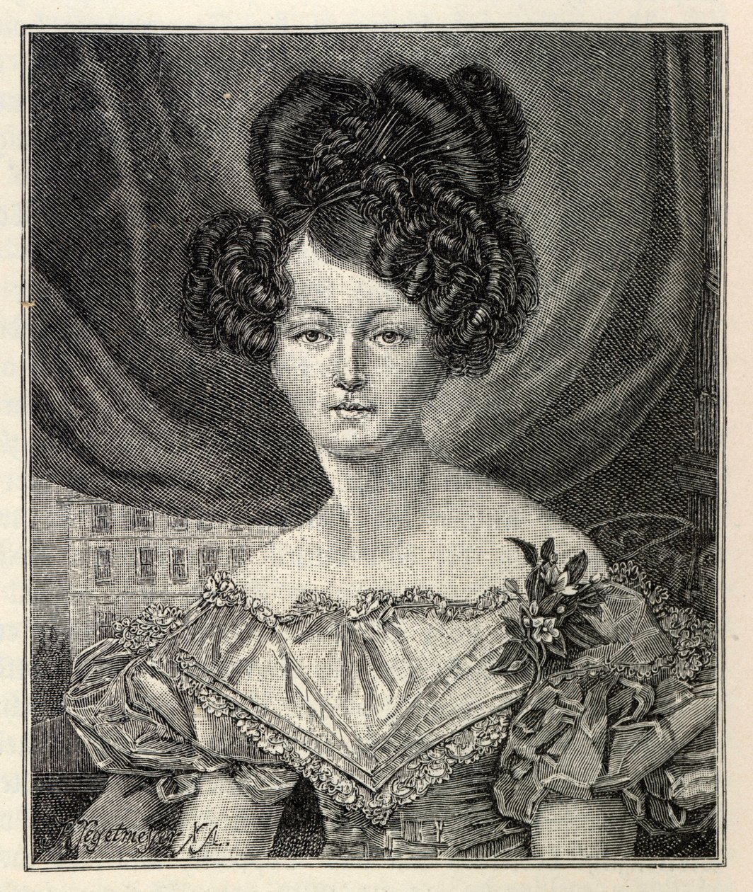 Augusta av Sachsen-Weimar-Eisenach som prinsessa av Preussen, 1829. av August Heinrich Ferdinand Tegetmeyer