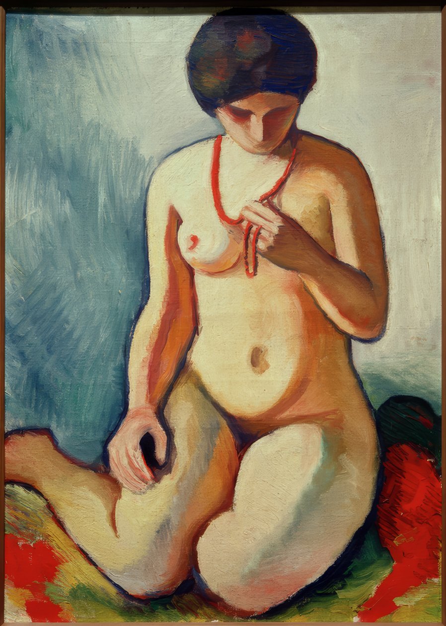 Naken med korallhalsband av August Macke