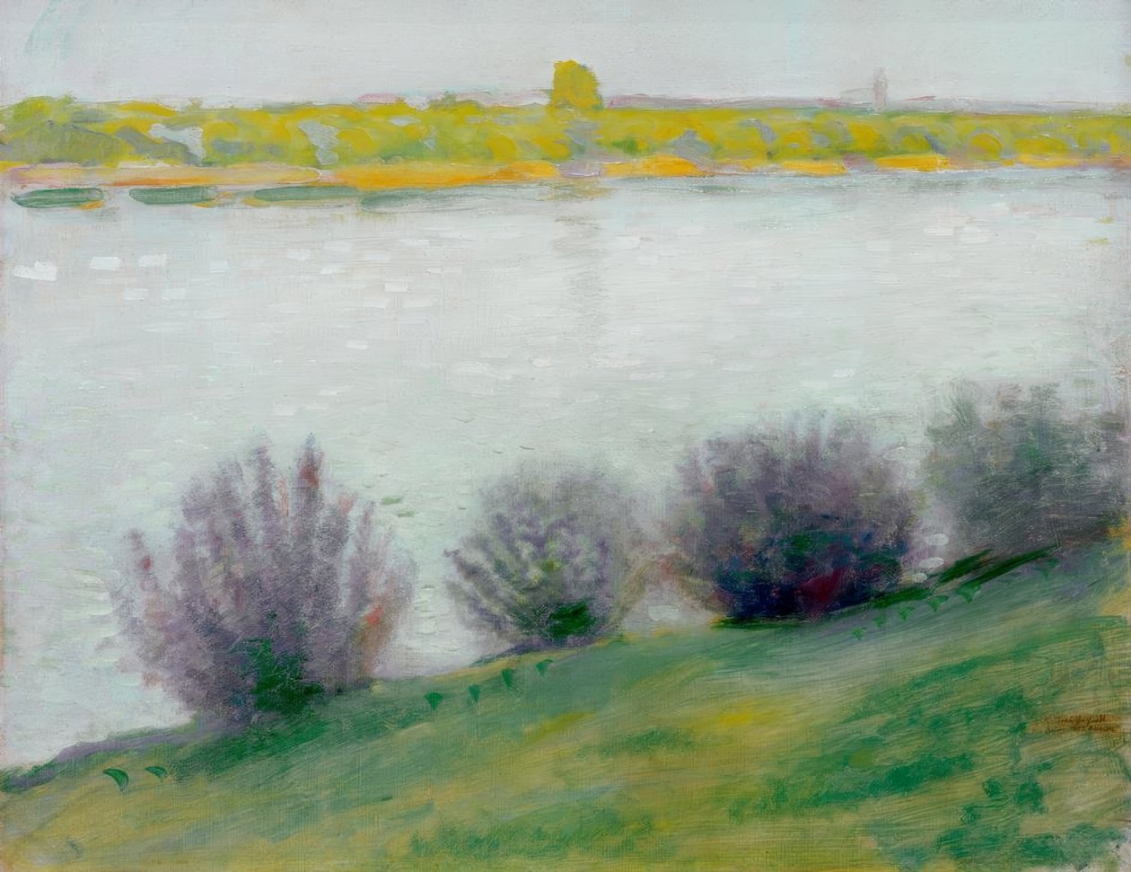 På Rhen nära Hersel av August Macke