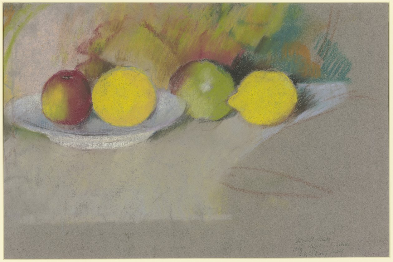 Äpplen och citroner, ca 1909-10 (pastell på papper) av August Macke