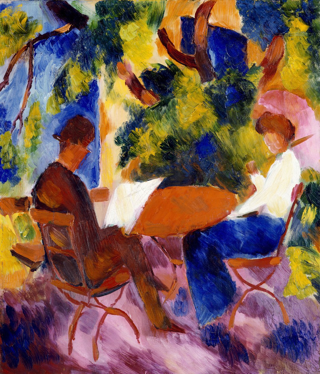 Vid trädgårdsbordet, 1914 av August Macke