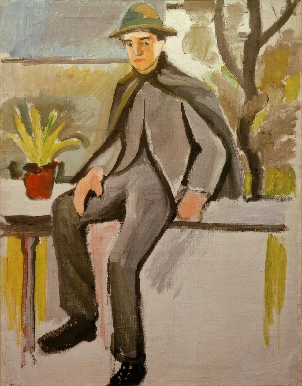 Bondpojke på balkongen av August Macke