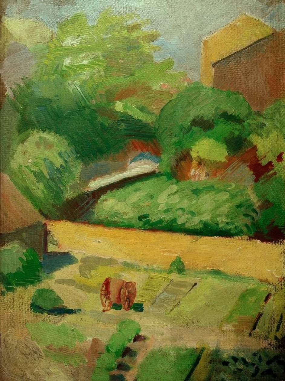 Utsikt över den närliggande trädgården (Bonn) av August Macke