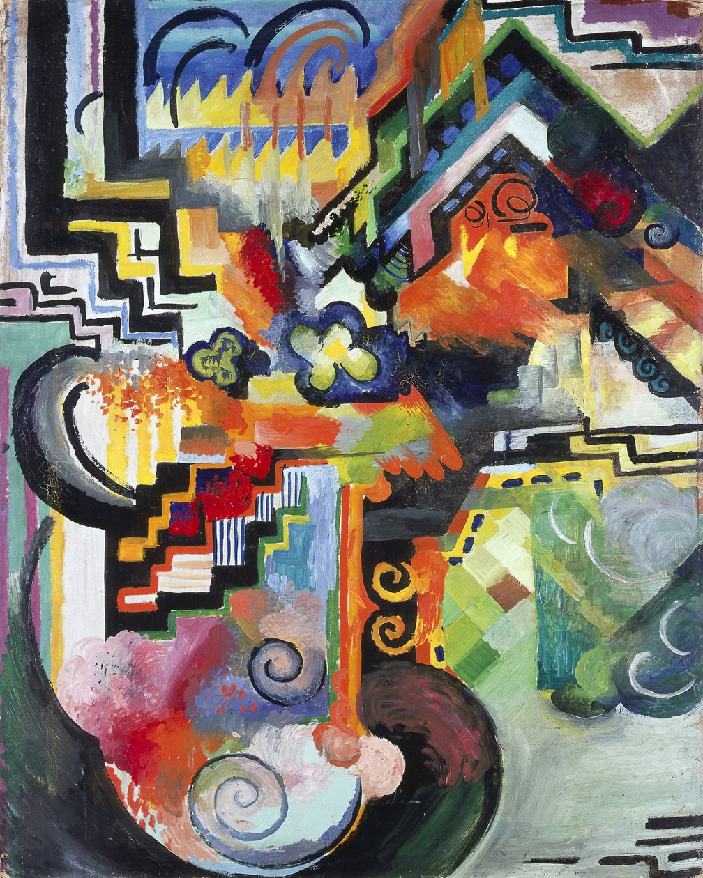 Färgad komposition Homage to Bach, 1912 av August Macke