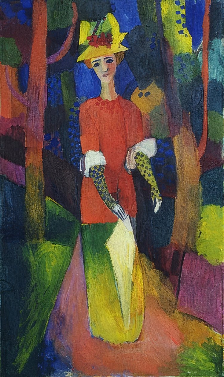 Dam i parken. 1914 av August Macke