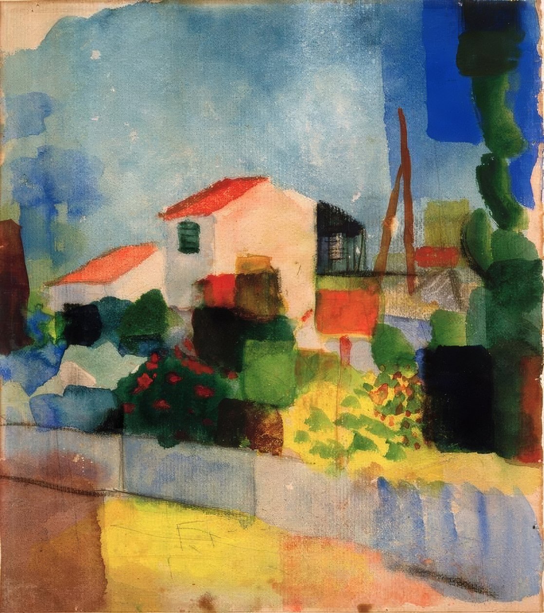 Det ljusa huset (första versionen) av August Macke