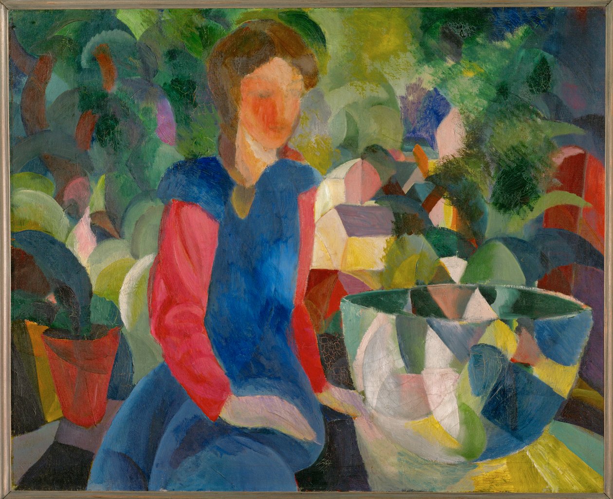 Flicka med fiskskål av August Macke