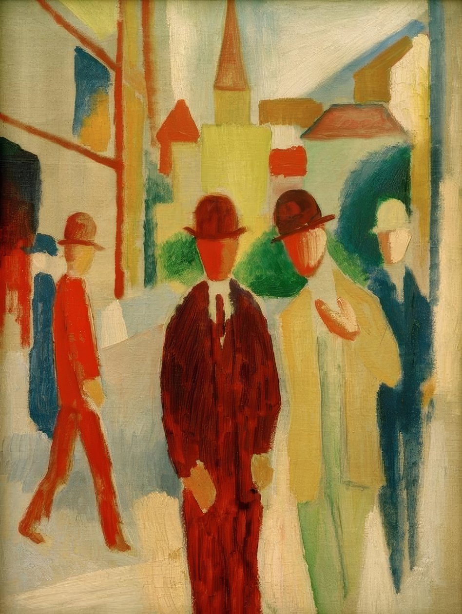 Ljus gata med människor av August Macke