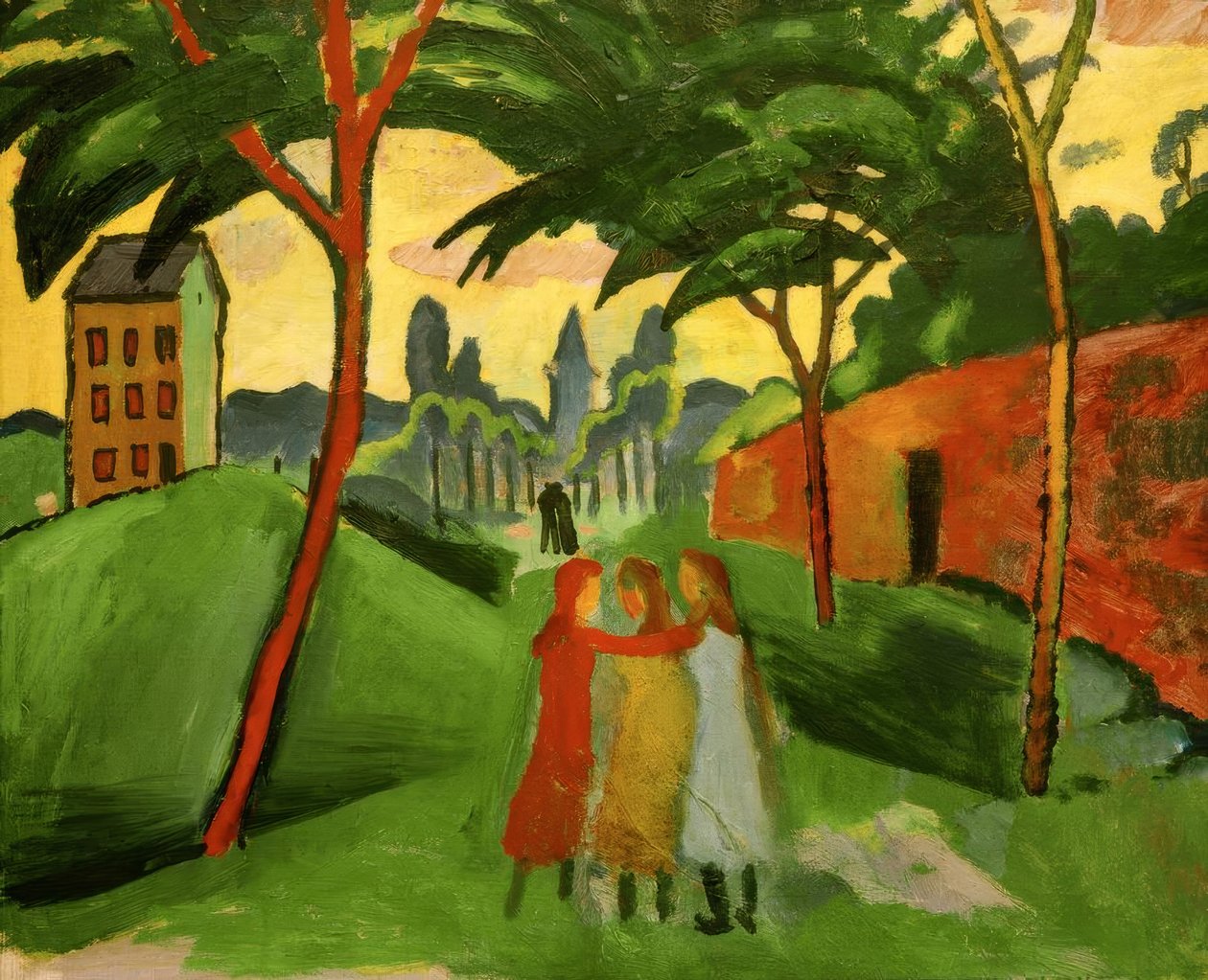 Landskap med tre flickor av August Macke