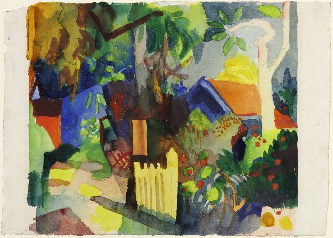 Landskap med ett ljust träd av August Macke