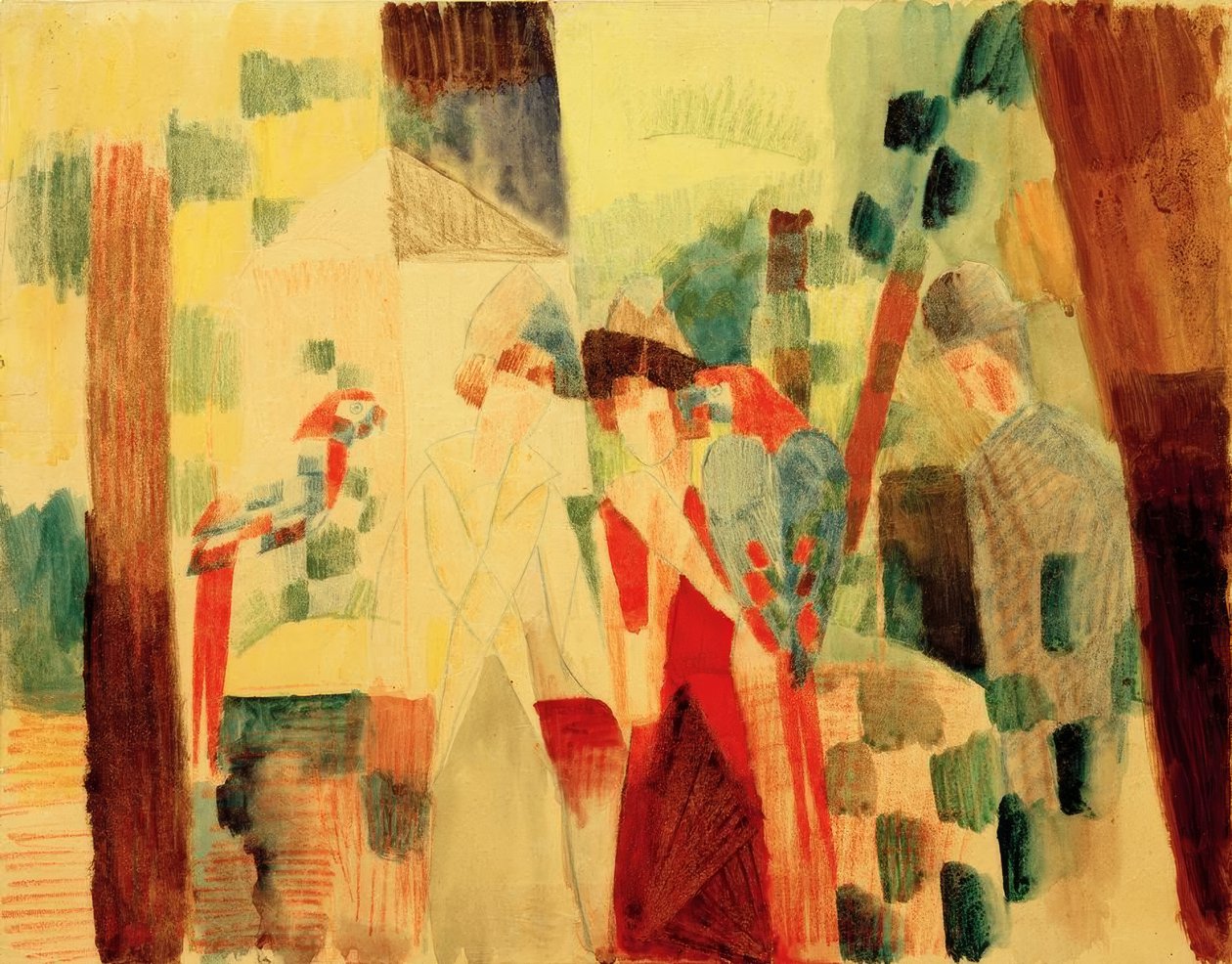 Man och kvinna med papegojorna av August Macke