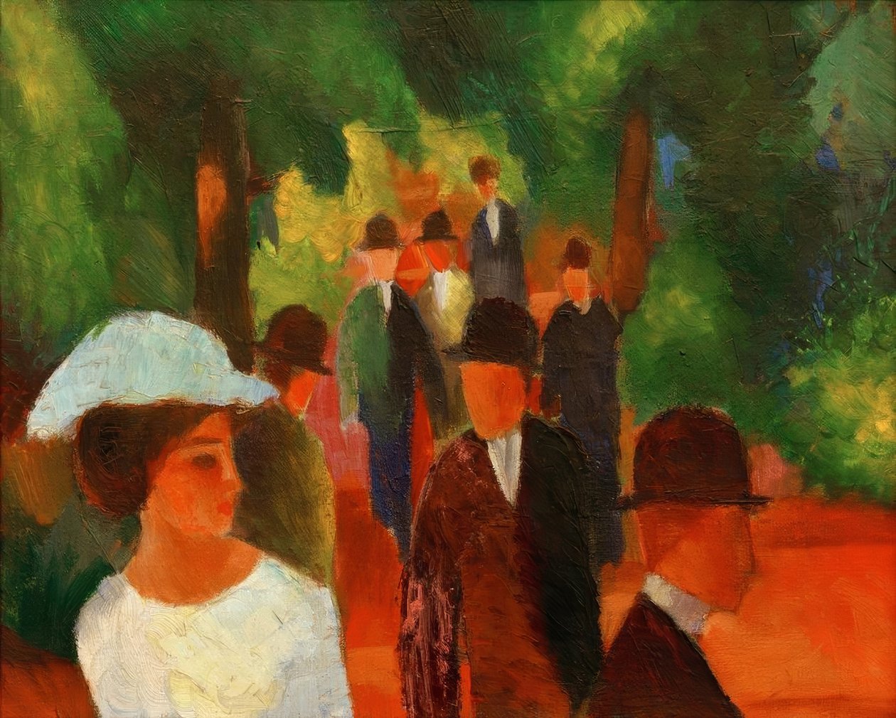 Promenade (med halvlång vit tjej) av August Macke