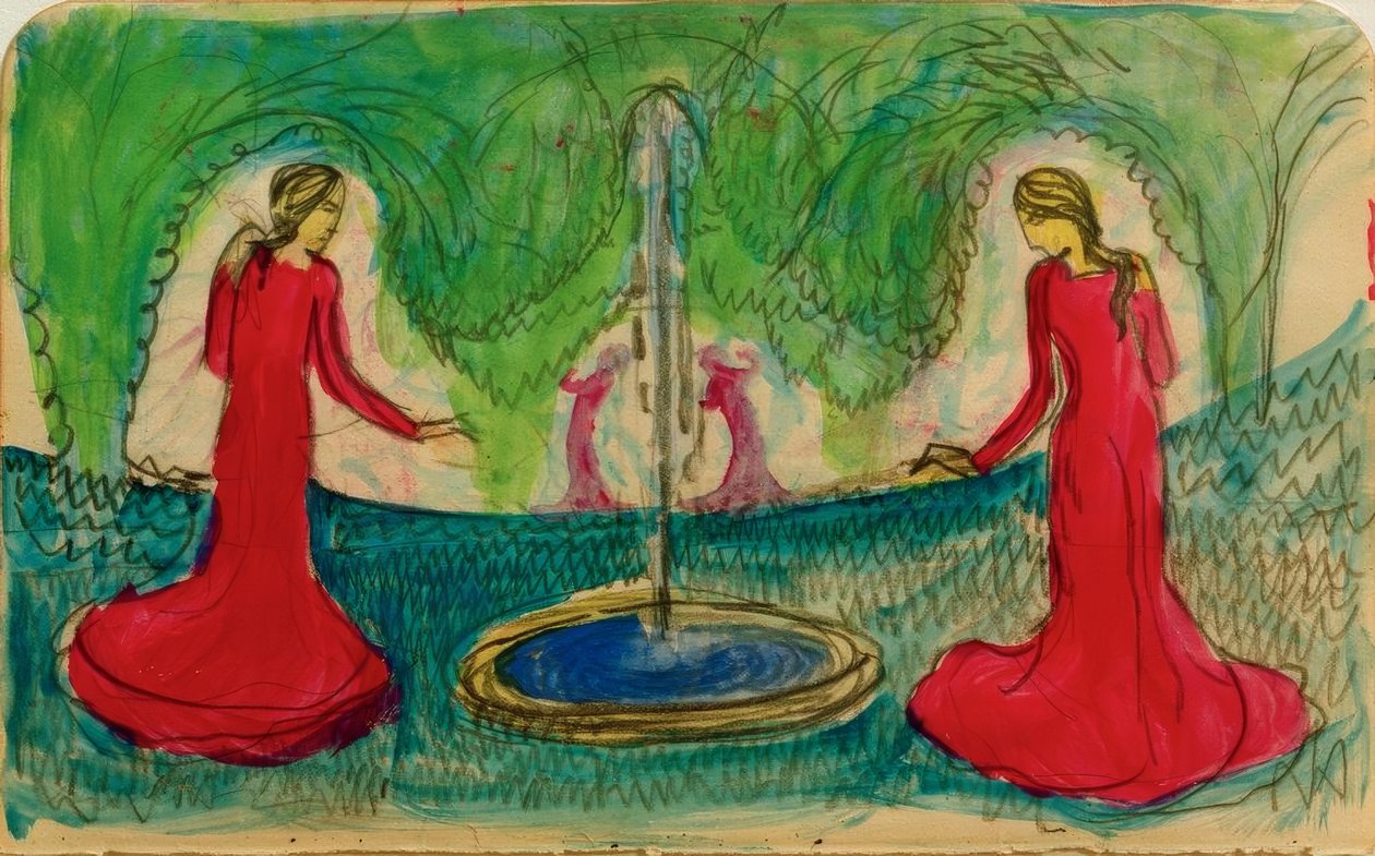 Dans vid fontänen av August Macke