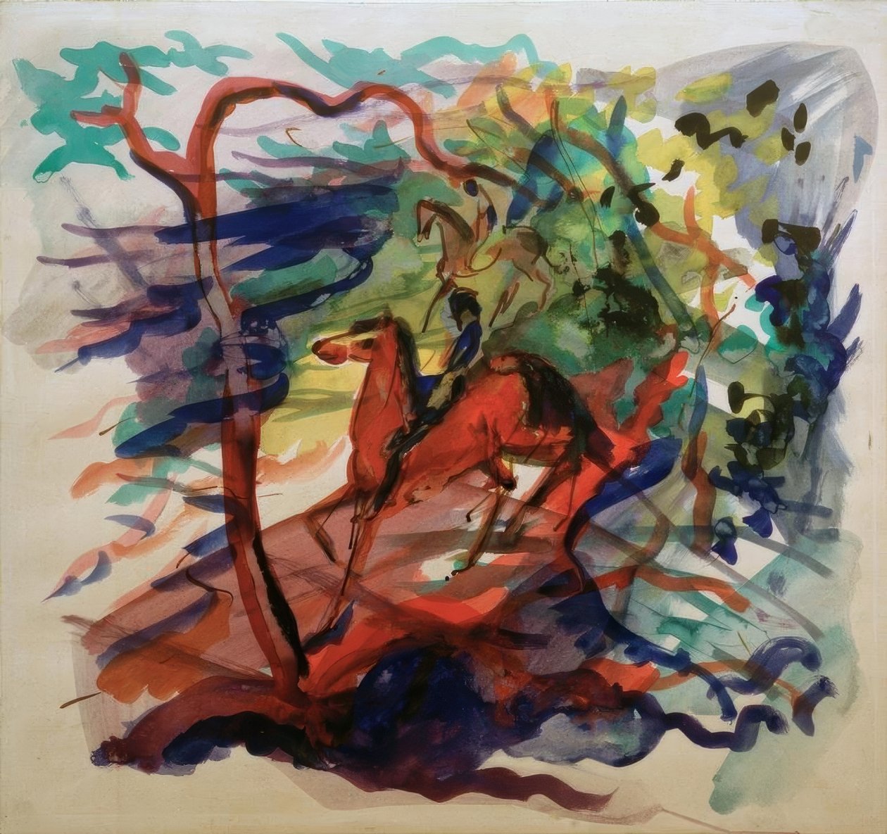 Ryttare i skogen av August Macke