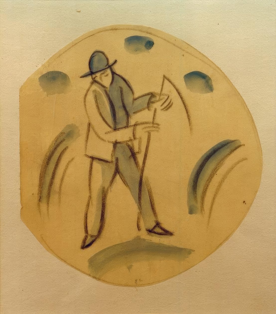 Reaper, design för en tallrik av August Macke