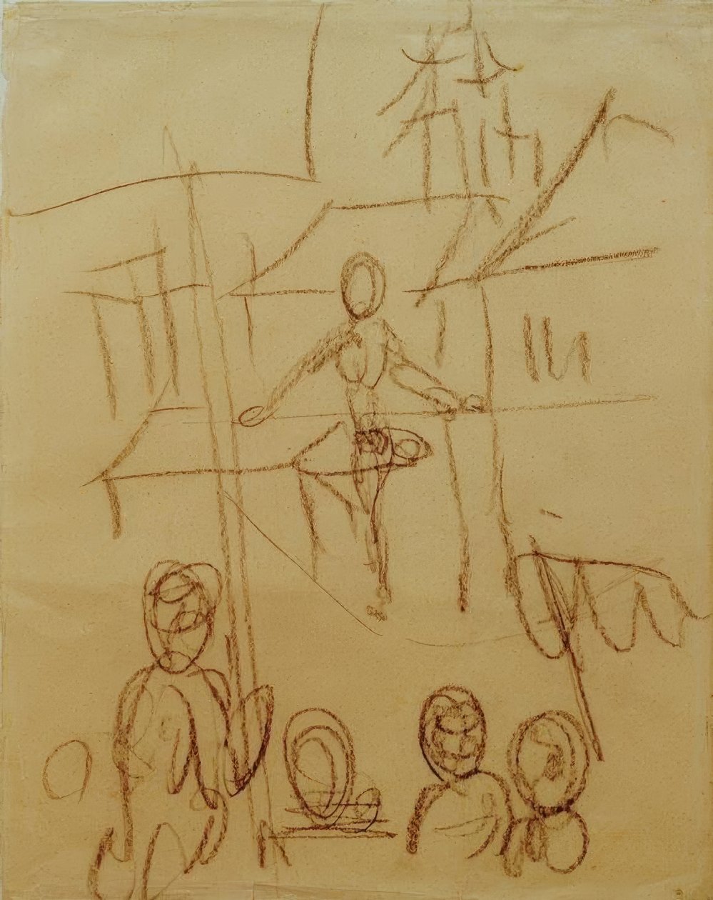 Linjelöpare på marknaden av August Macke
