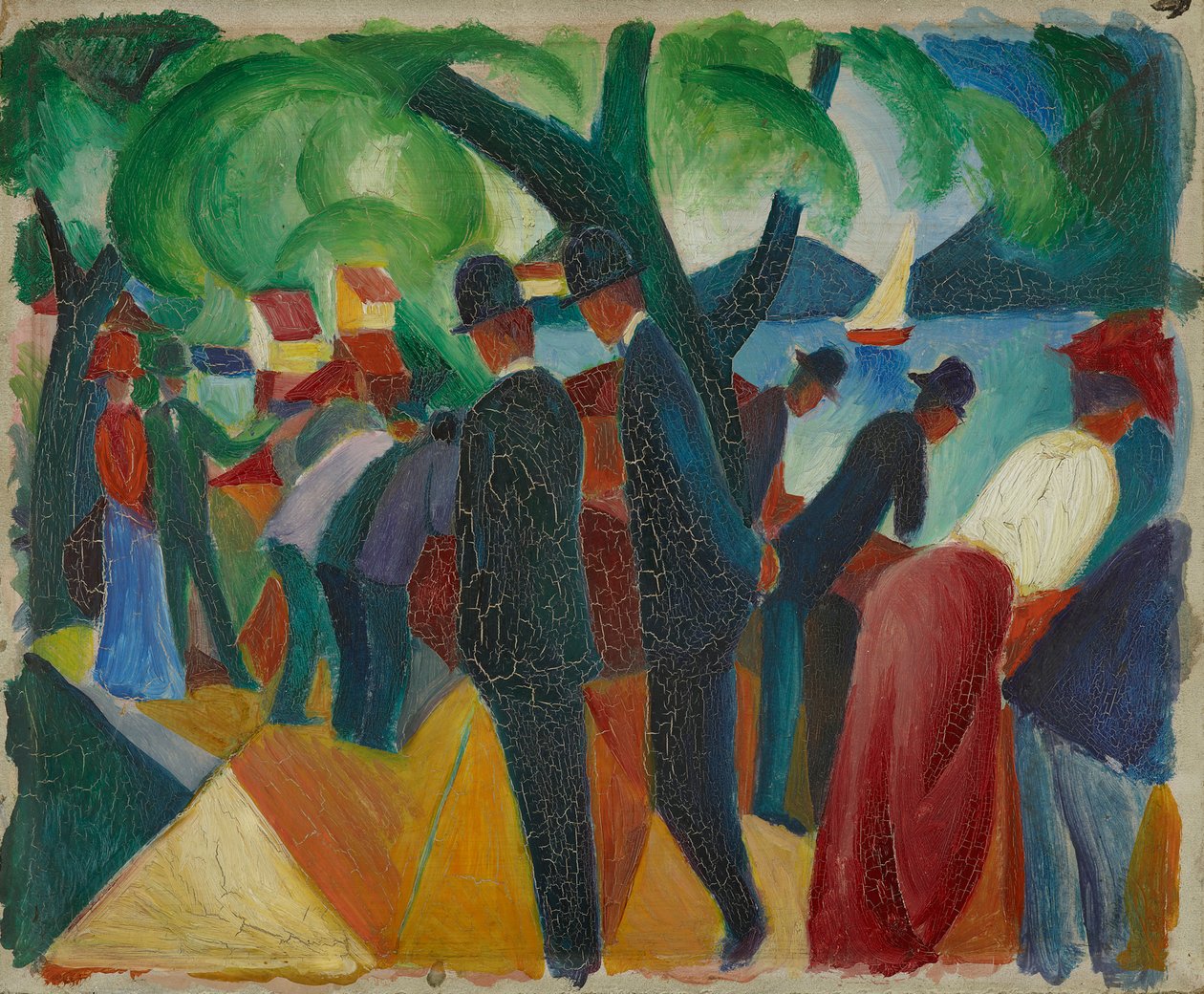 Promenad på bron av August Macke