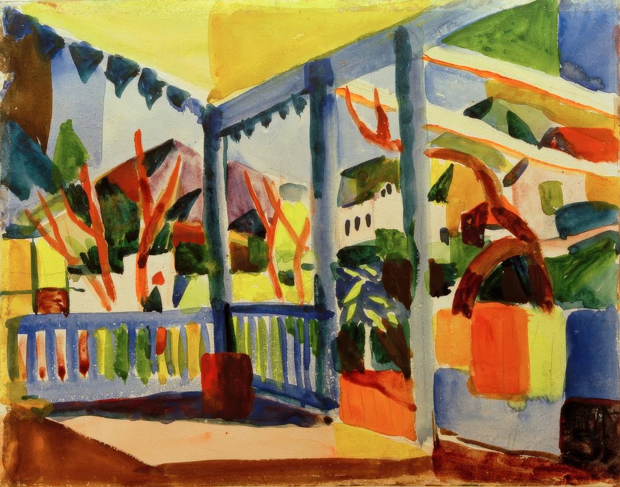 Terrass på lanthuset i St. Germain av August Macke