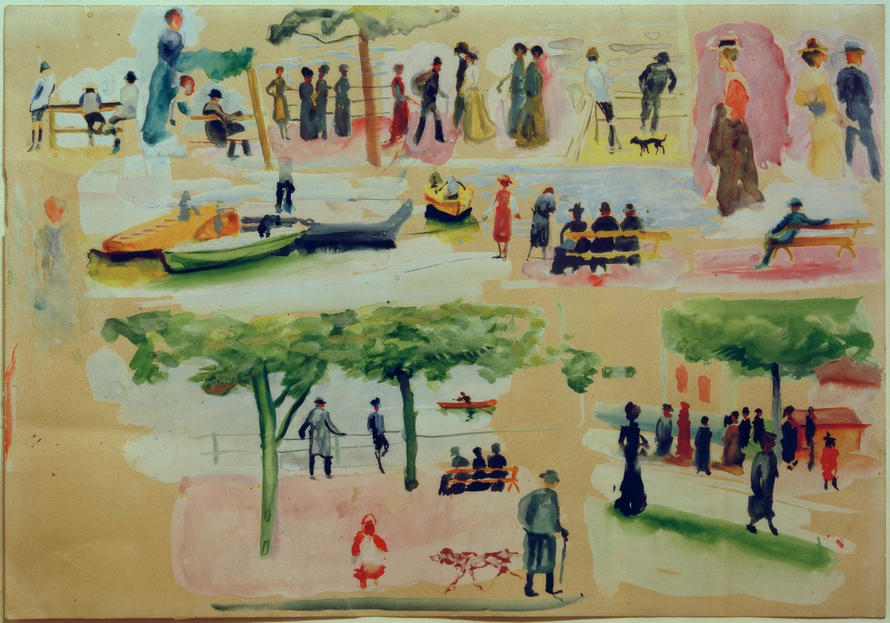 Typer från Tegernsee I av August Macke