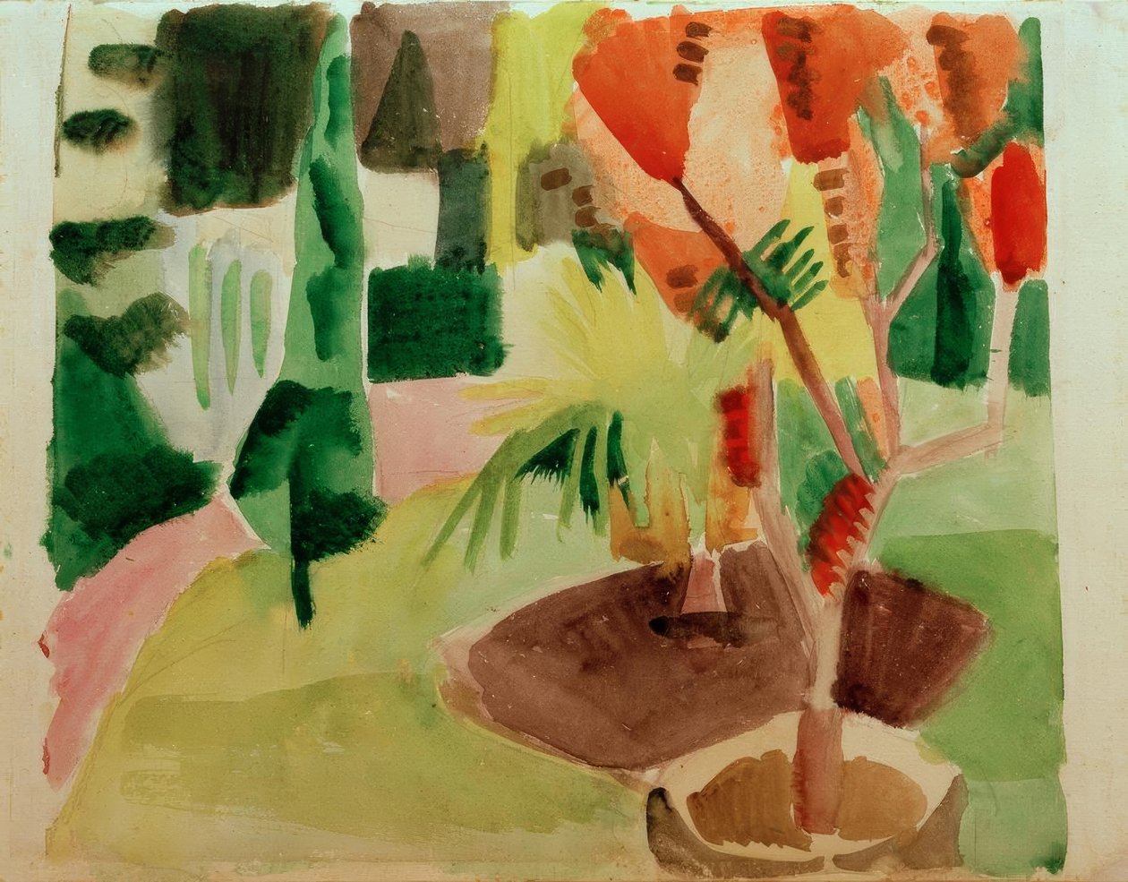 Vår trädgård vid sjön 2 av August Macke