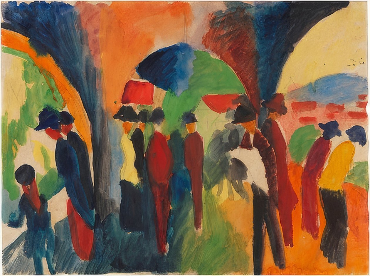 Under bersåerna i Thun (ett motiv för en rullator). 1913 av August Macke
