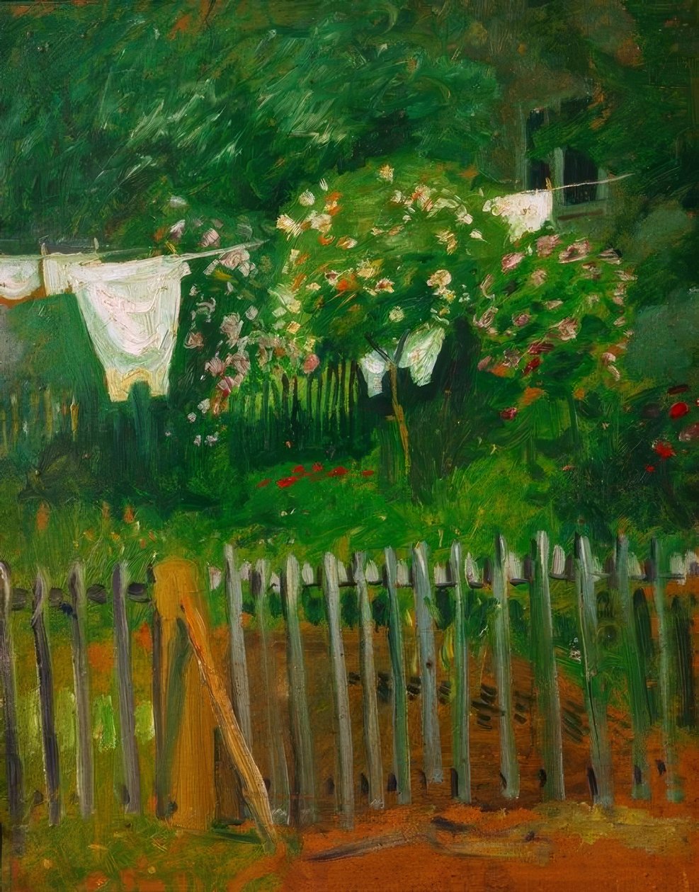 Tvätt i trädgården i Kandern av August Macke