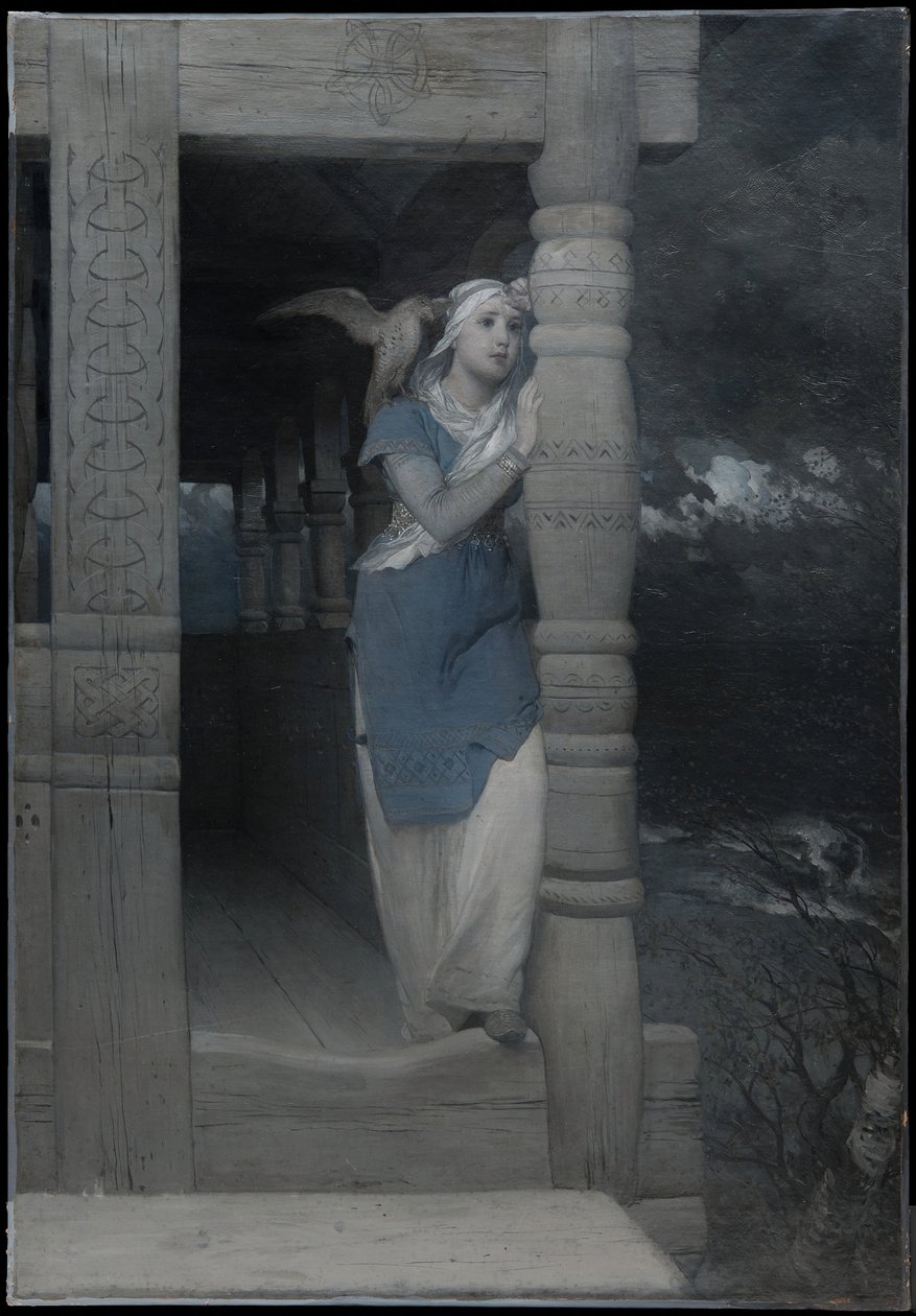 ”Ingeborgs klagan”, illustration till en nyutgåva av ”Frithiofs saga” av Esaias Tegnér, utgiven 1888 av August Malmström