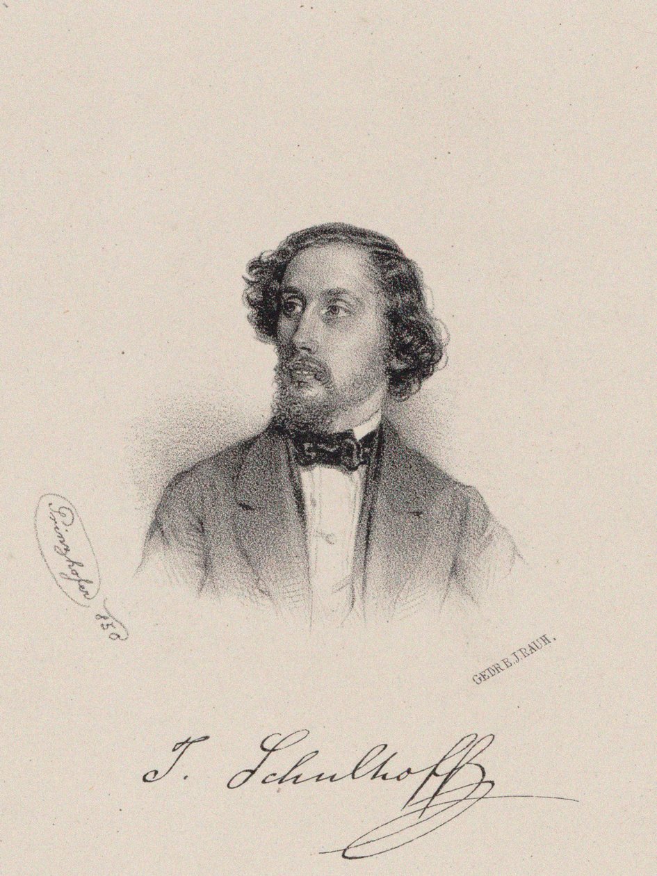 Porträtt av pianisten och kompositören Julius Schulhoff 1825-1898, 1850. av August Prinzhofer
