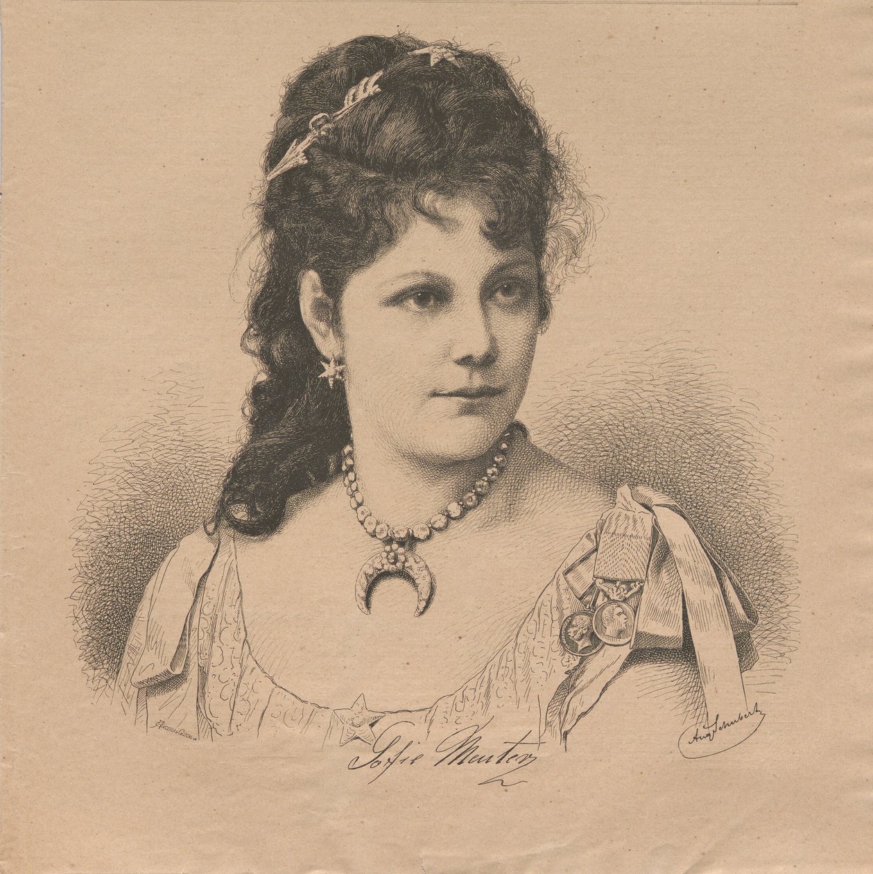 Porträtt av pianisten och kompositören Sophie Menter 1846-1918, 1883. av August Schubert