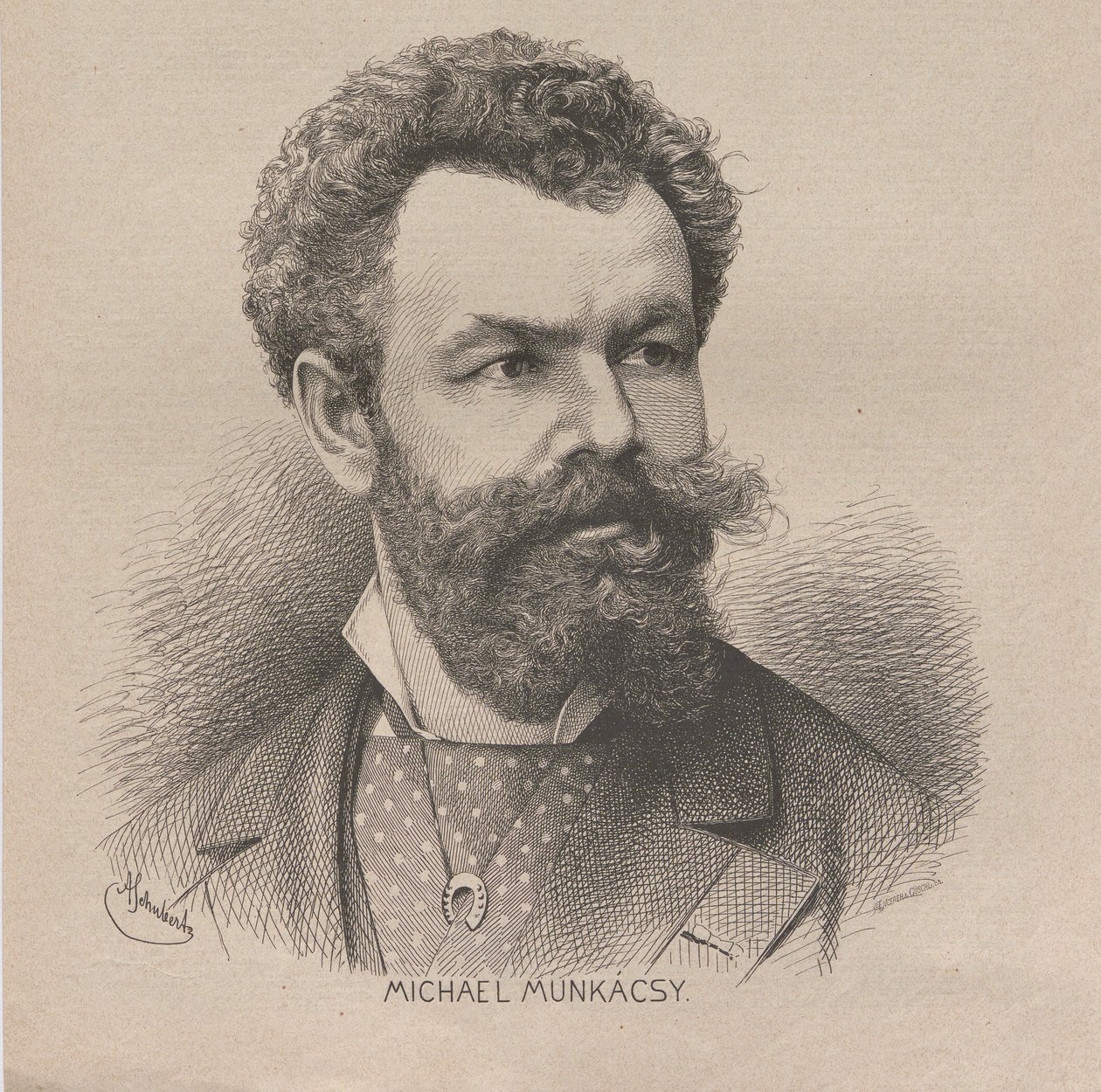 Porträtt av konstnären Mihály von Munkácsy 1844-1900, 1880. av August Schubert