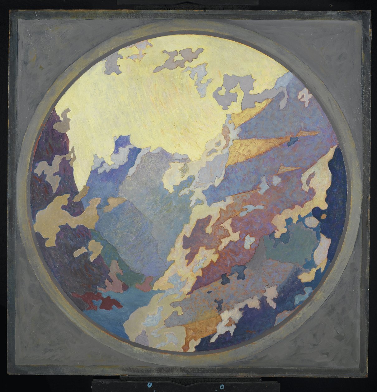 Canyon, ca 1931 (olja på duk på kartong) av August Vincent Tack