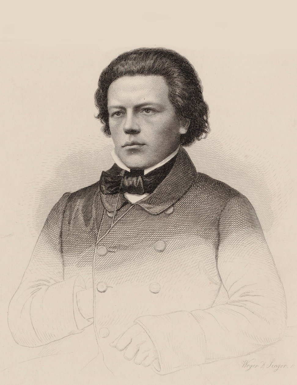Porträtt av tonsättaren Anton Rubinstein 1829-1894, 1850. av August Weger