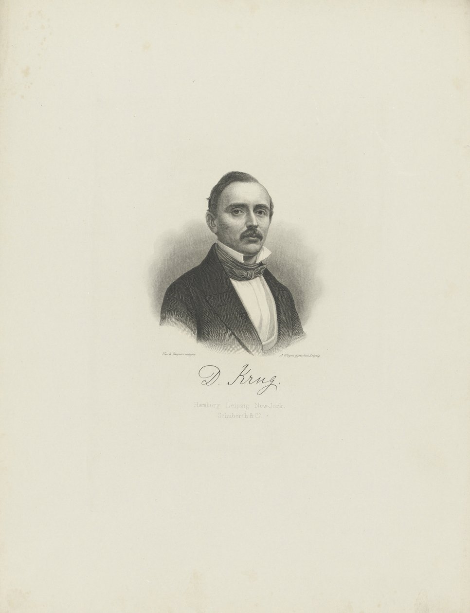 Porträtt av pianisten och kompositören Diederich Krug 1821-1880, ca. 1850. av August Weger