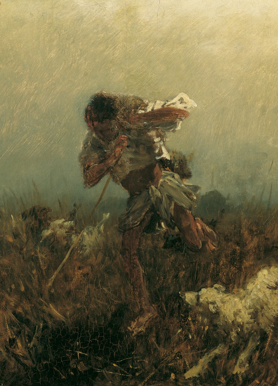 Pojke jagad av hundar av August von Pettenkofen