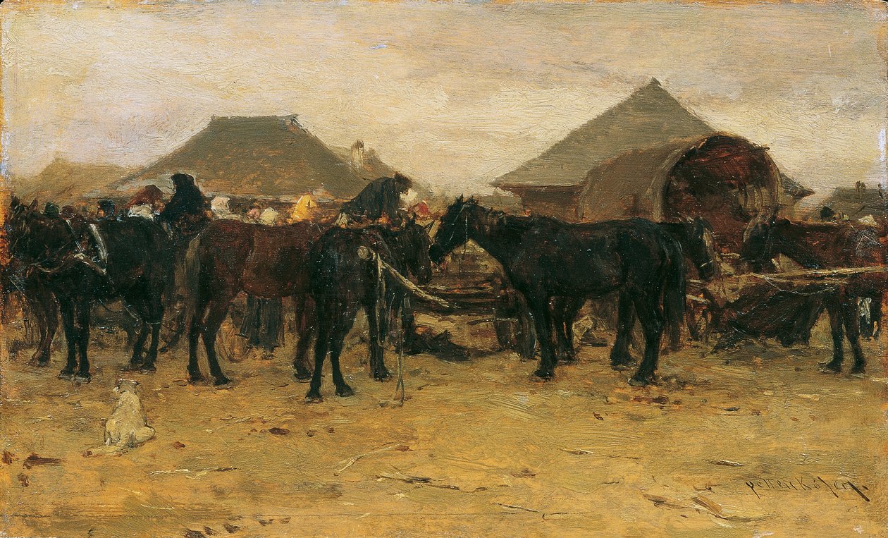 Hästmarknad i Szolnok I av August von Pettenkofen
