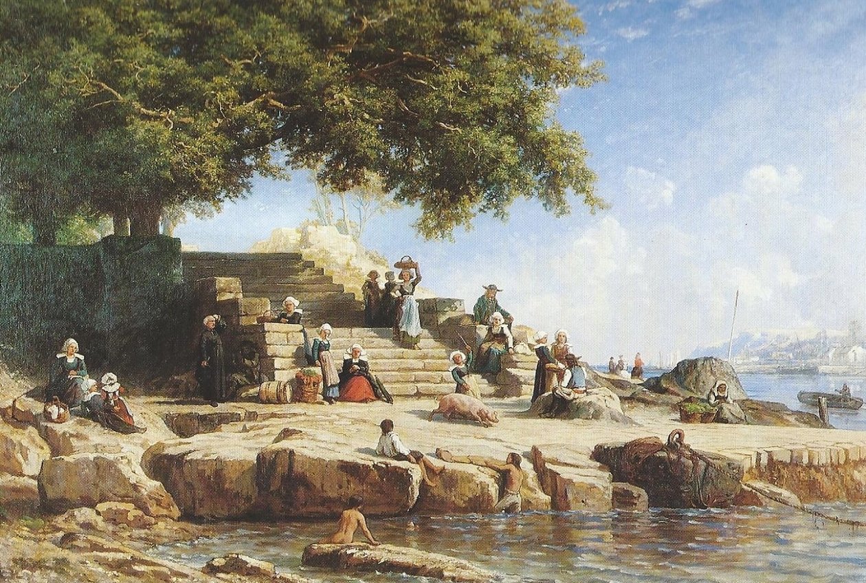  Le passage du bac a Treboul av Auguste Paul Charles Anastasi
