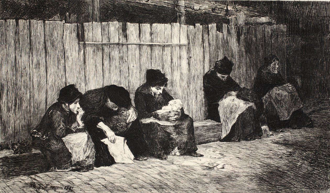 Illustration från "La Rue a Londres", utgiven av G. Charpentier et Cie, 1884. av Auguste Andre Lancon