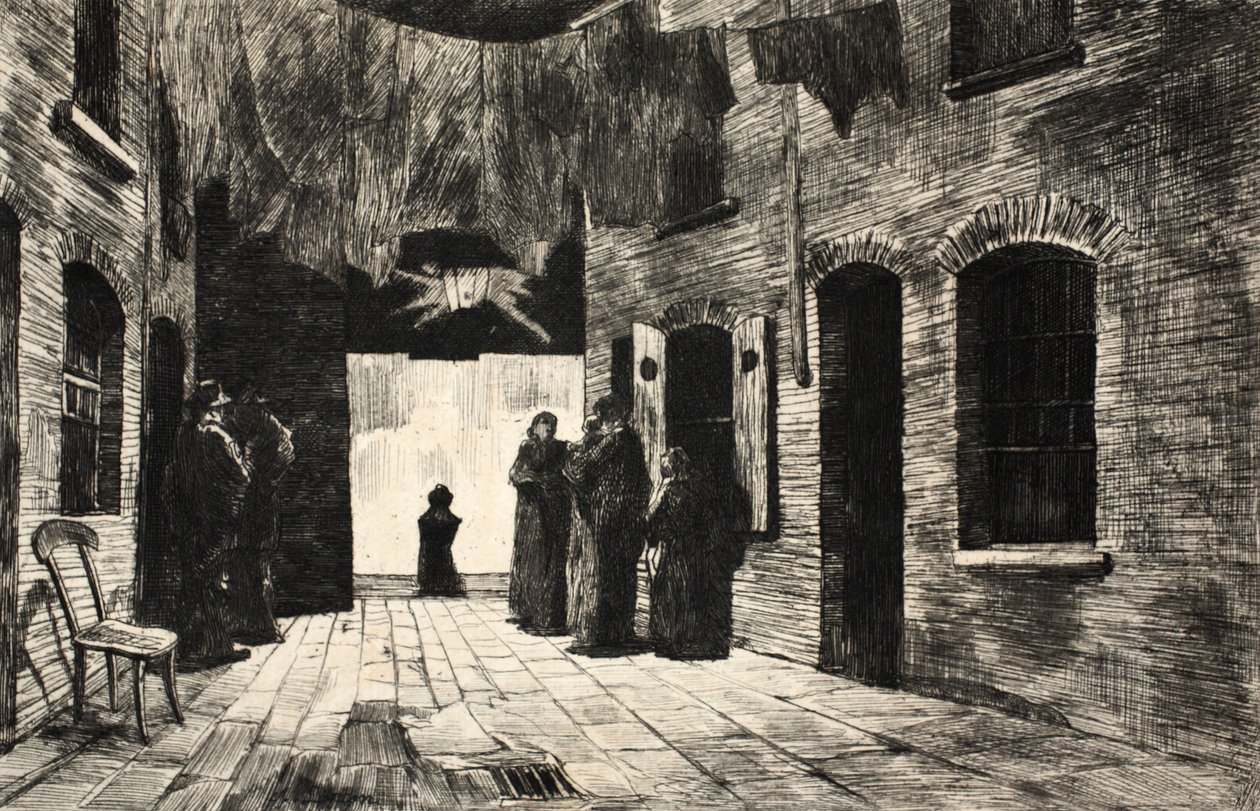 Illustration från "La Rue a Londres", pub. av G. Charpentier et Cie, 1884 av Auguste Andre Lancon