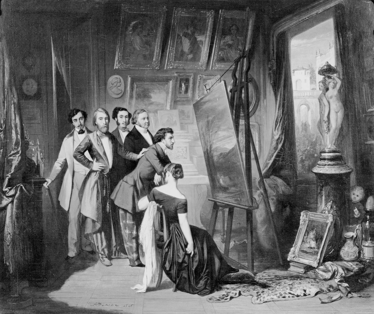 Interiör av Alfred Bruyas ateljé (1821-77) i Montpellier, 1848 av Auguste Barthelemy Glaize