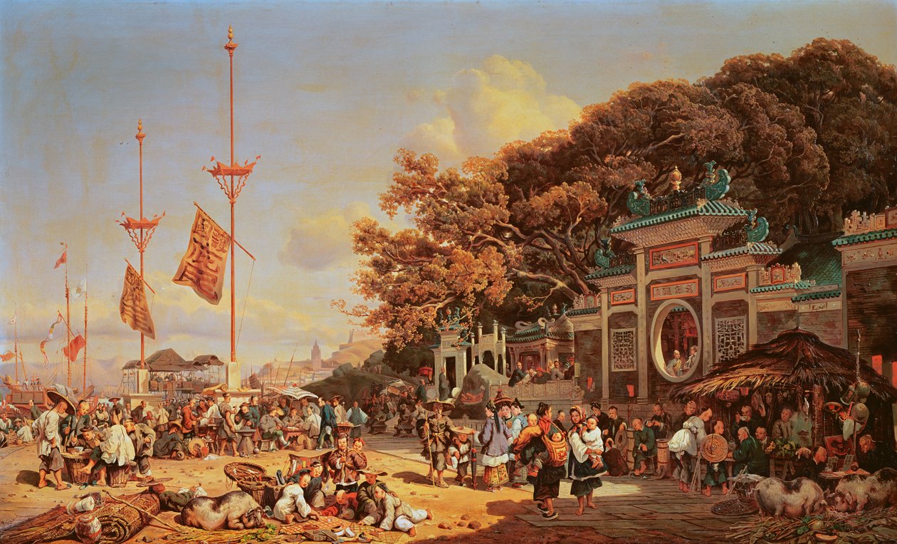 Et marked i Macao swed av Auguste Borget