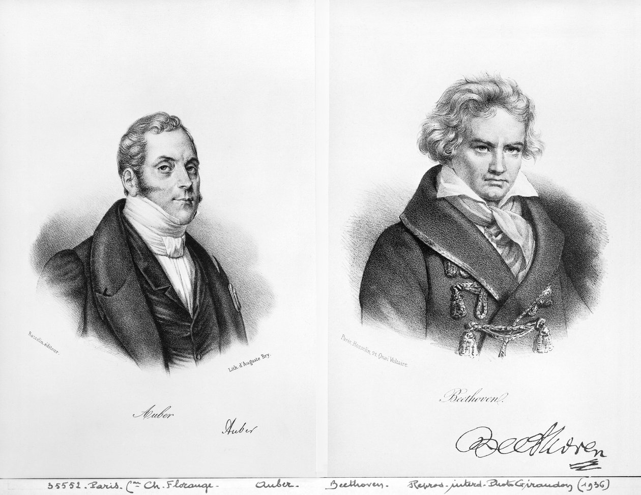 Esprit Auber (1782-1871) och Ludwig van Beethoven (1770-1827) av Auguste Bry