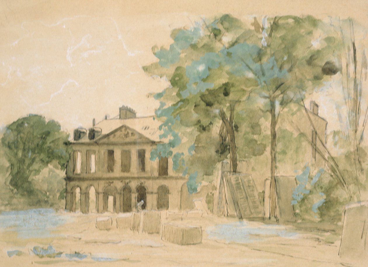 Rivningen av Chateau de Puteaux, c.1880 wc på papper av Auguste Durst