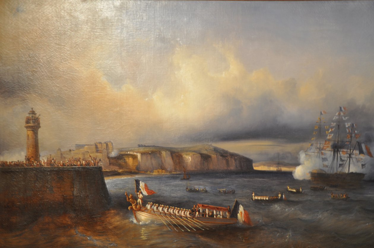 King Louis-Philippe coming in port of Dieppe (France, Normandy) av Jean Marie Auguste Jugelet