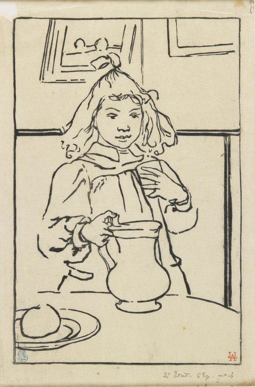 Ung flicka med en kanna, 1890 av Auguste Louis Lepère