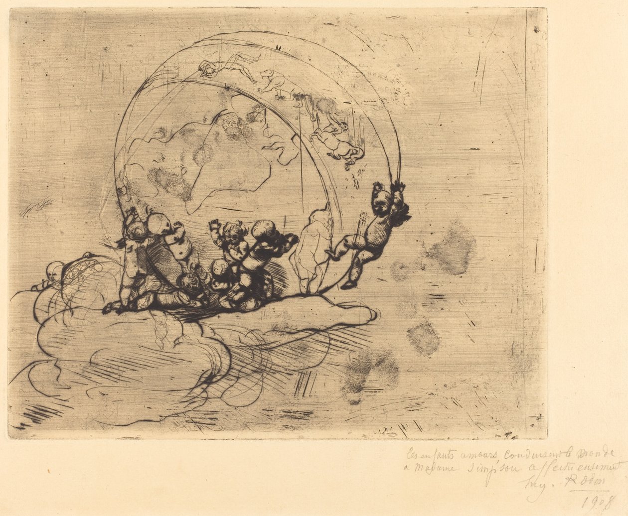 Les Amours Conduisant le Monde av Auguste Rodin