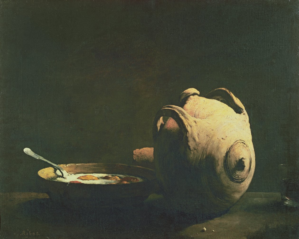 Stilleben med ägg på en tallrik, 1800-talet av Auguste Theodule Ribot