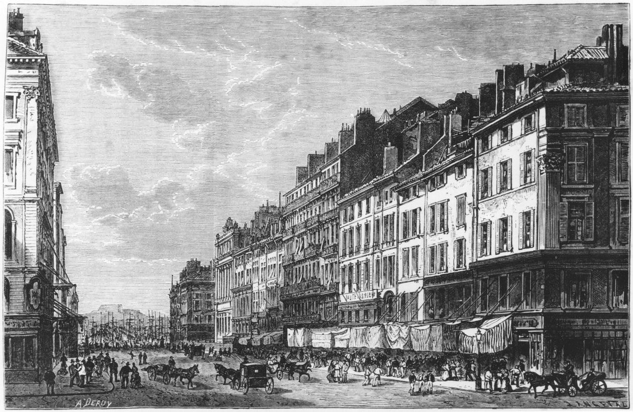 Utsikt över Canebiere i Marseille av Auguste Victor Deroy